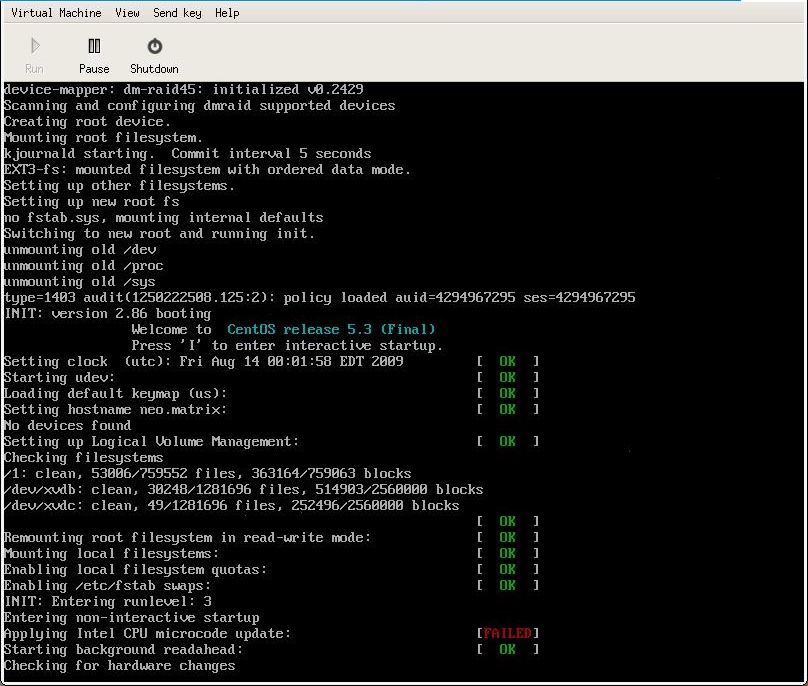 domU hangs at "Checking for hardware changes"