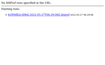 Screenshot shows a list of XHProf runs