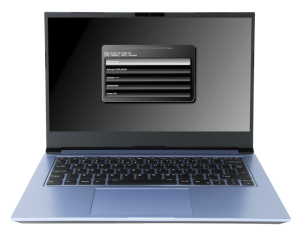 Photo of a laptop showing the Dashero Boot Menu, running Heads