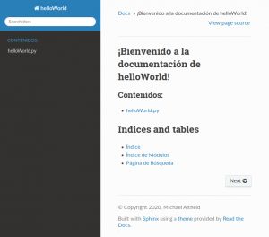 Screenshot of documentation in Spanish