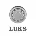 Icon of the LUKS project shows a safe's dial lock