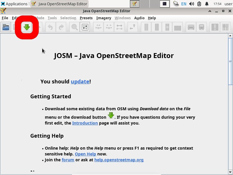 Screenshot of the JOSM application. The "Download" button is highlighted.