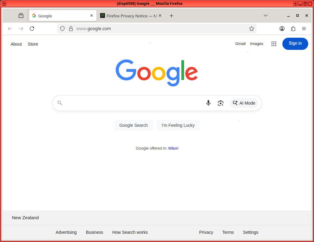 Screenshot of firefox browser showing Google website