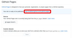 Screenshot of github repo settings' GitHub Pages section